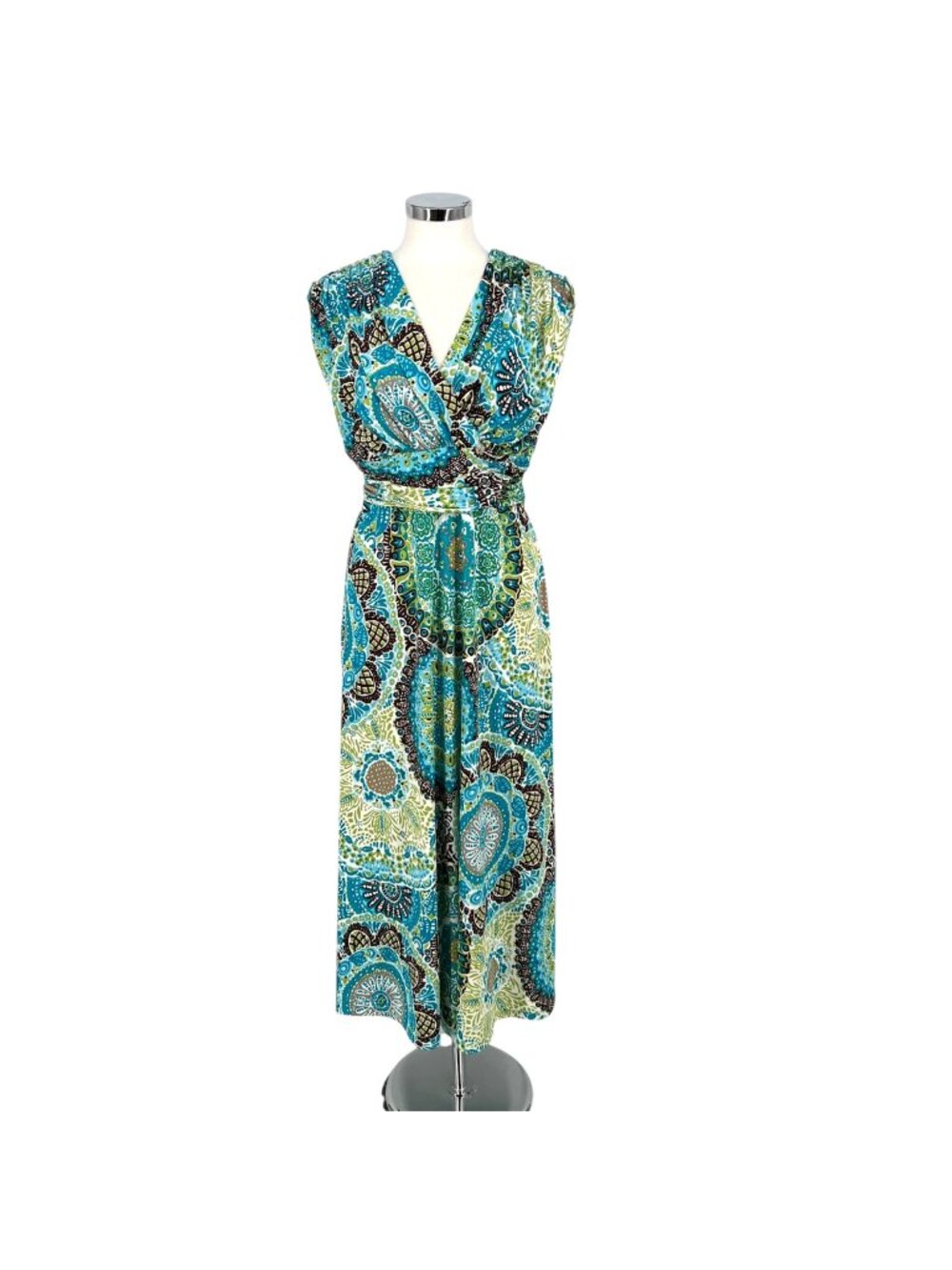 Liz Claiborne Tropical Resortwear Beach Maxi Dress Blue Green Size 12 NWT